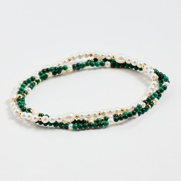Gorjana Phoebe Green White Beaded Bracelet Set NWT - Picture 1 of 2